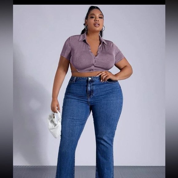 Purple button crop top NEW - Picture 5 of 5